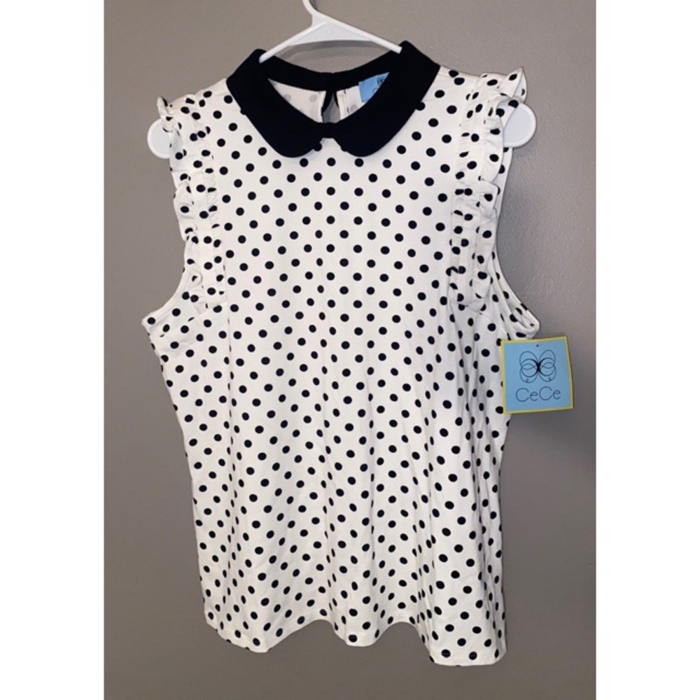 Polka dot CeCe blouse tank